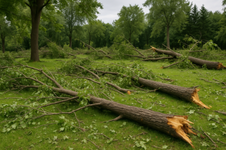 Verwüstung und Schäden nach starkem Sturm